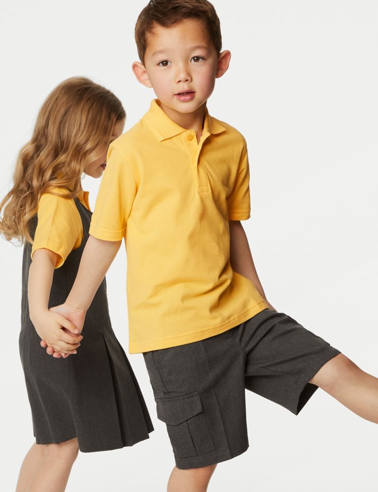 3pk Unisex Pure Cotton School Polo Shirts (2-16 Yrs) 1 of 6
