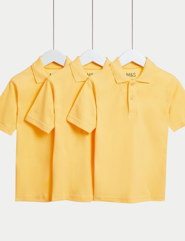 3pk Unisex Pure Cotton School Polo Shirts (2-16 Yrs) 2 of 6
