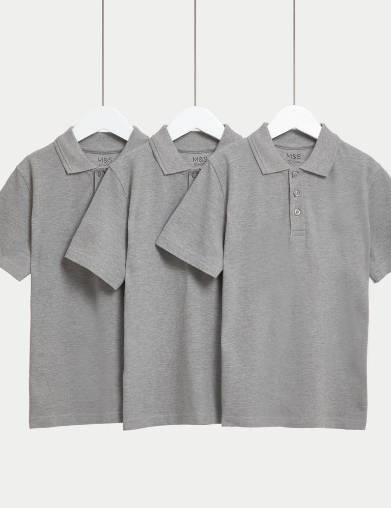 3pk Unisex Pure Cotton School Polo Shirts (2-16 Yrs) 2 of 5