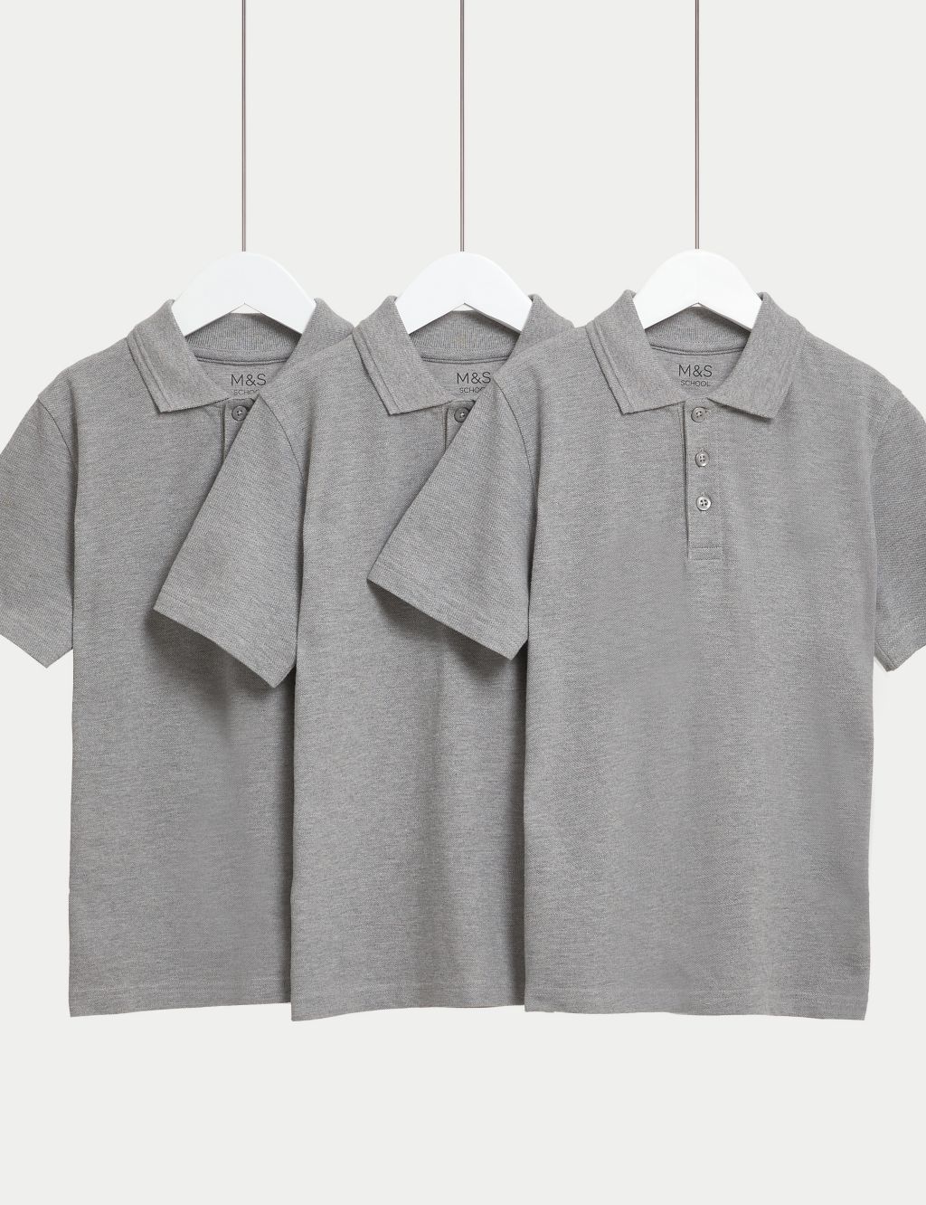 3pk Unisex Pure Cotton School Polo Shirts (2-16 Yrs) 1 of 5