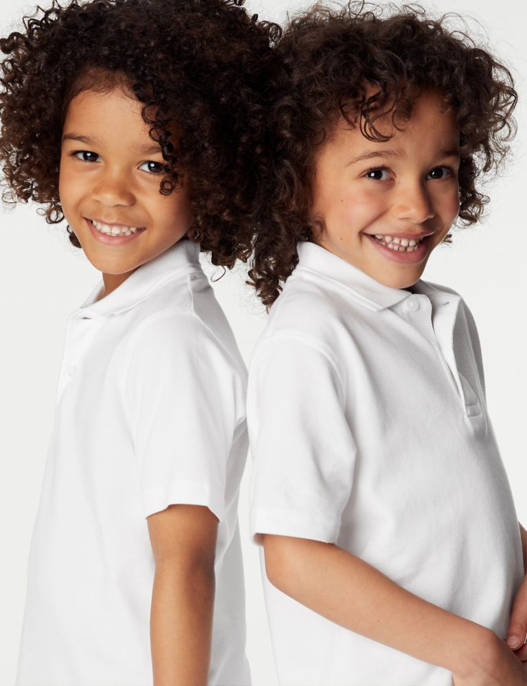 3pk Unisex Pure Cotton School Polo Shirts (2-16 Yrs) 3 of 6