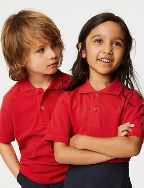 3pk Unisex Stain Resist School Polo Shirts (2-18 Yrs) Image 2 of 5