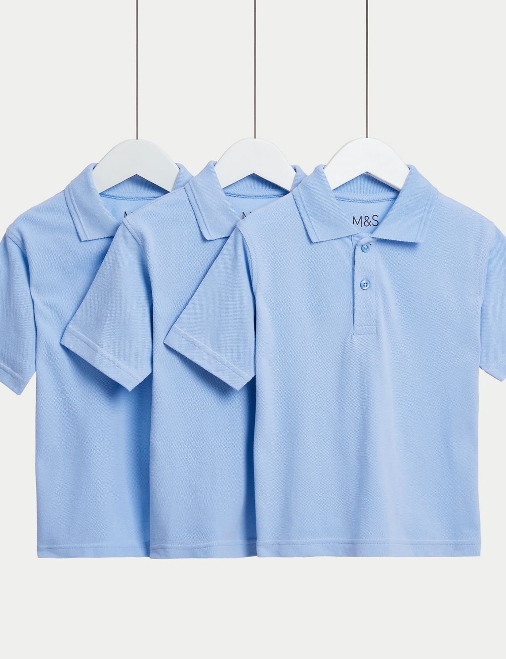 3pk Unisex Stain Resist School Polo Shirts (2-18 Yrs) 1 of 5