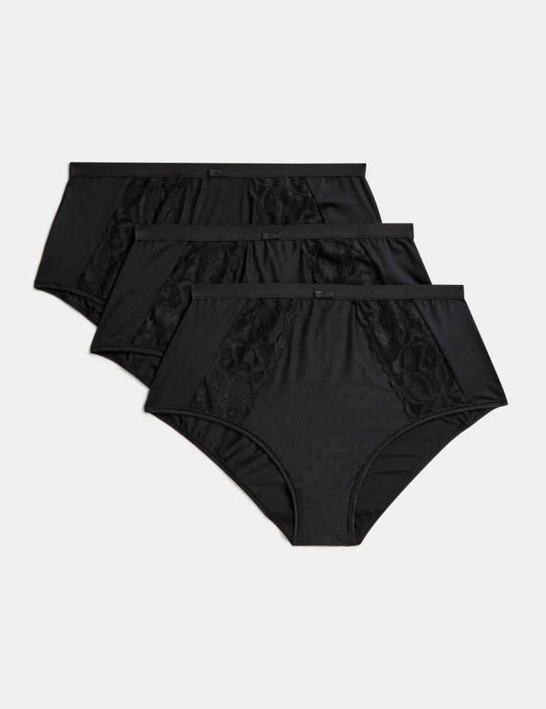 Cotton Essentials Lace-Trim Boy Short Knickers in Black