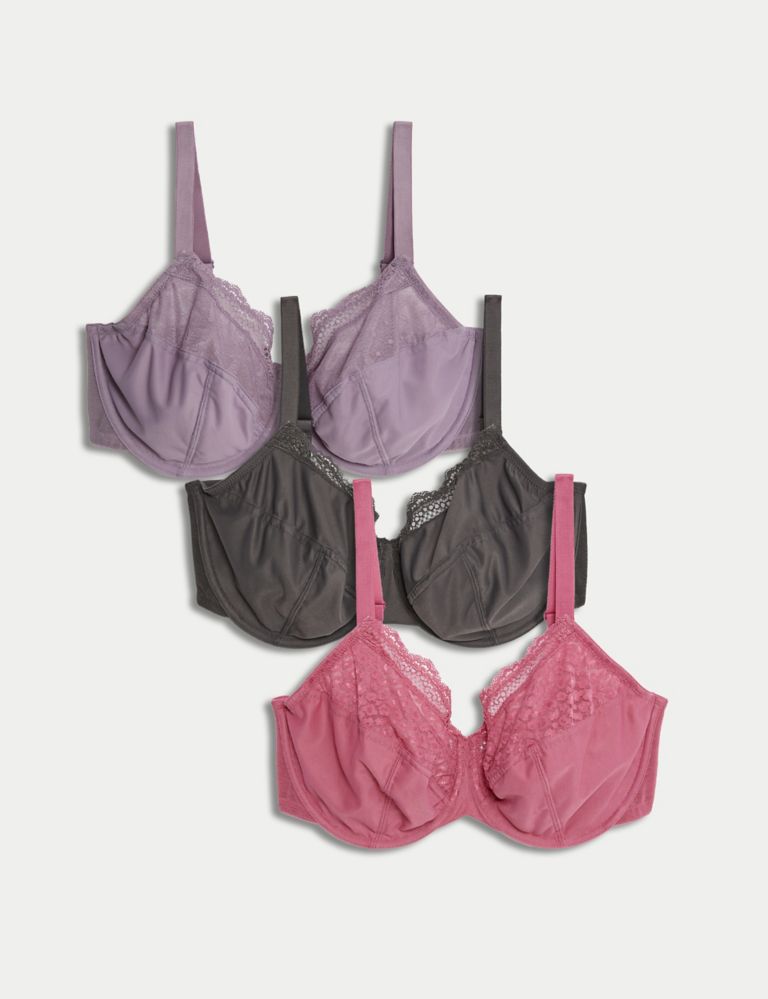 3pk Wired Full Cup Bras F-H 1 of 7