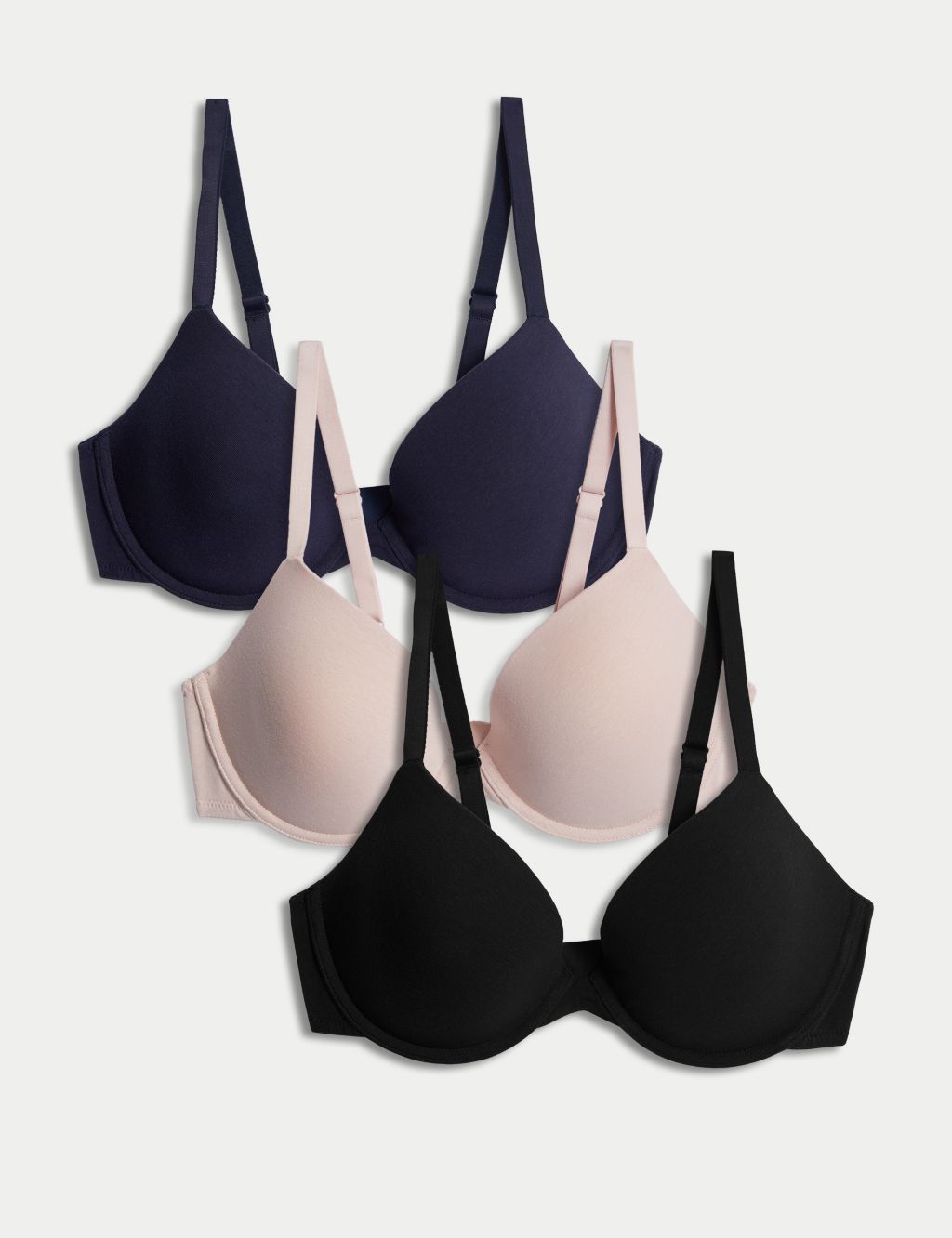 3pk Wired Plunge T-Shirt Bras A-E 3 of 3