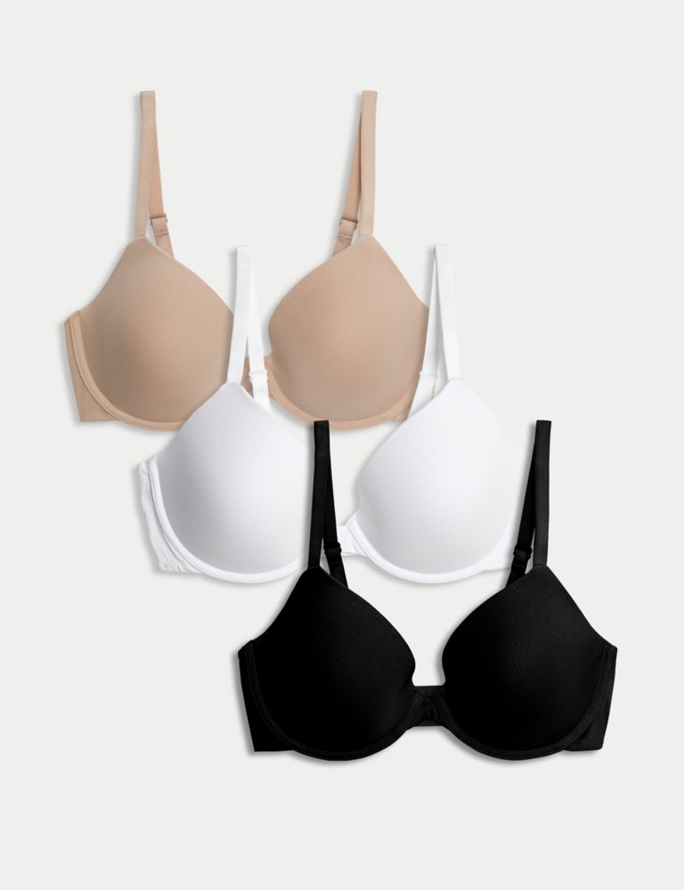 3pk Wired Plunge T-Shirt Bras A-E 1 of 7