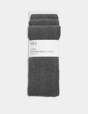 2pk Cotton Rich Thermal Tights (4-14 Yrs), M&S Collection, M&S in 2023