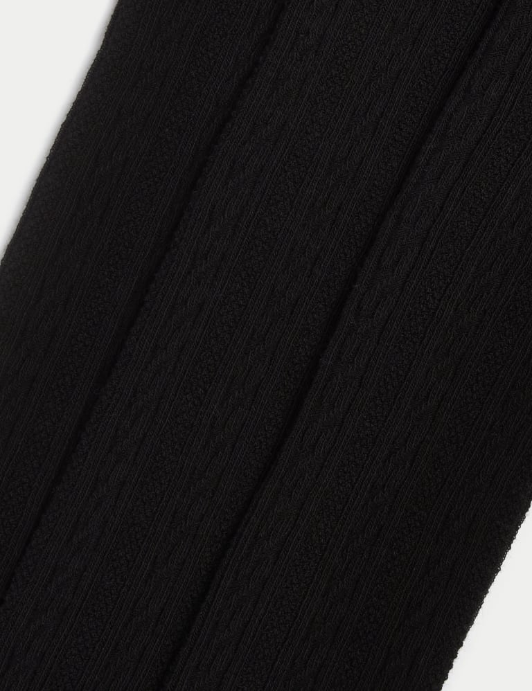 Cable Knit Tights - Black