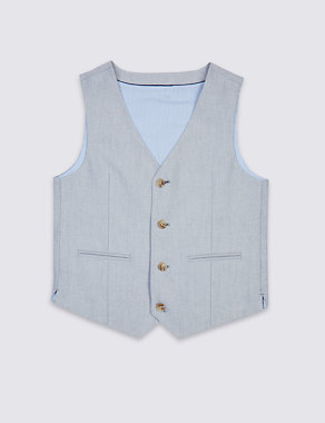 4 Button Textured Waistcoat (3-14 Years) Image 2 of 4
