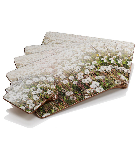 4 Dandelions Print Placemat & Coaster Set Image 1 of 2