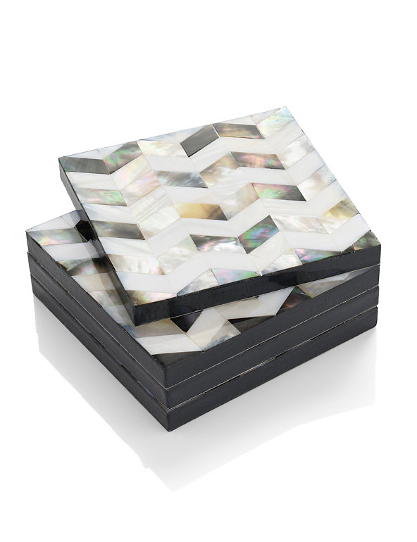 4 Geometric Mother of Pearl Coasters Image 1 of 2