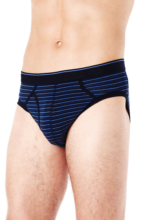 4 Pack Authentic Cool & Fresh™ Stretch Cotton Striped Briefs with Stay New™ Image 1 of 1