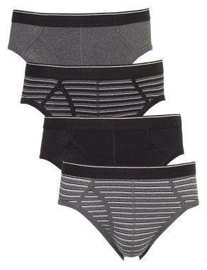 4 Pack Authentic Cool & Fresh™ Stretch Cotton Striped Briefs with Stay New™ Image 2 of 4