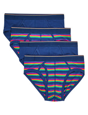 4 Pack Cool & Fresh™ 4-Way Stretch Cotton Assorted Briefs with StayNEW™ Image 2 of 3