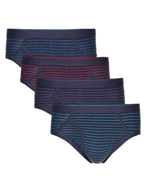 4 Pack Cool & Fresh™ Stretch Cotton Feeder Striped Briefs Image 2 of 3