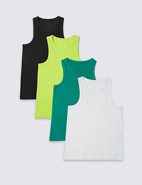 4 Pack Cotton Rich Vest Tops (3-14 Years) Image 2 of 7