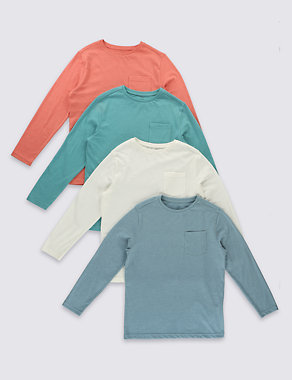4 Pack Long Sleeve T-Shirts (5-14 Years) Image 2 of 7