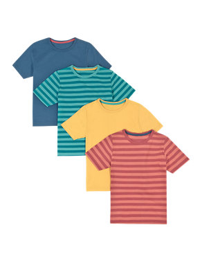 4 Pack Pure Cotton Assorted T-Shirt (1-7 Years) Image 2 of 9