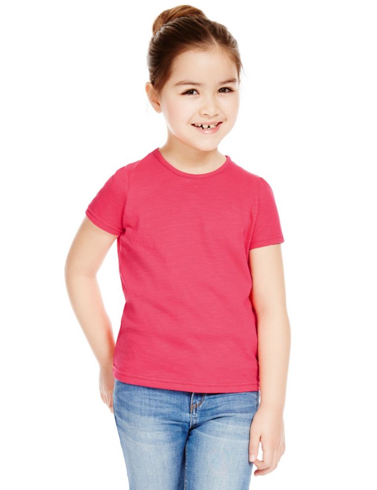 4 Pack Pure Cotton Assorted T-Shirts with StayNEW™ (1-7 Years) 1 of 9