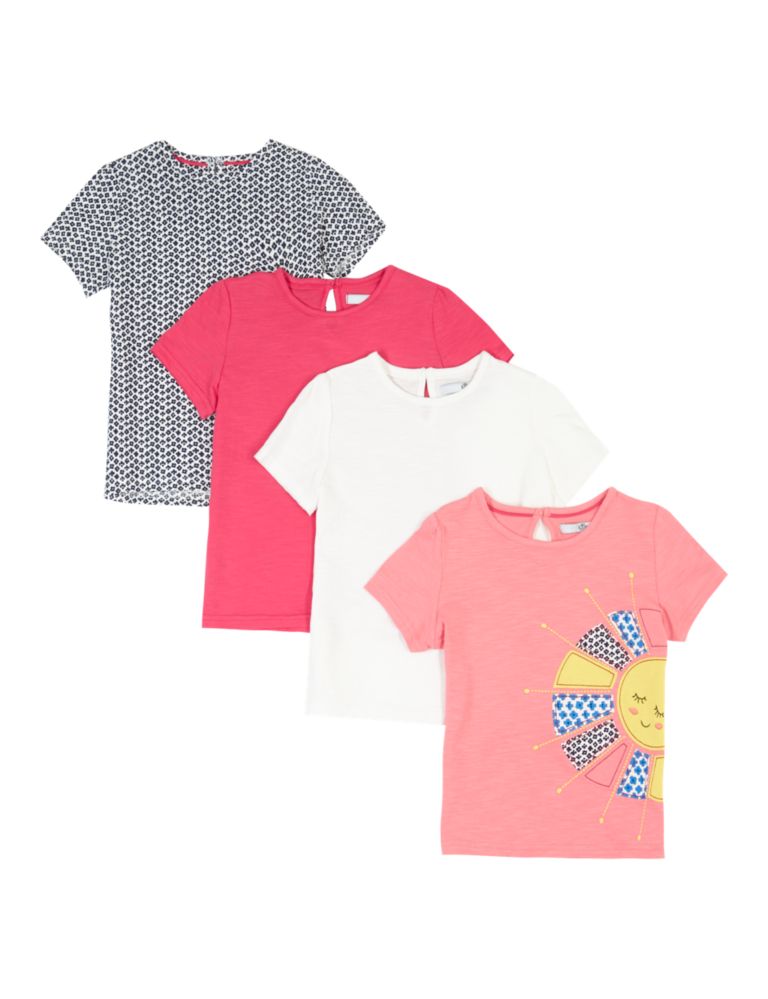 4 Pack Pure Cotton Assorted T-Shirts with StayNEW™ (1-7 Years) 2 of 9