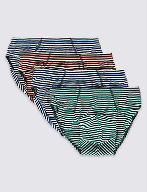 4 Pack Pure Cotton Cool & Fresh™ Striped Ombre Slips with StayNEW™ Image 2 of 3