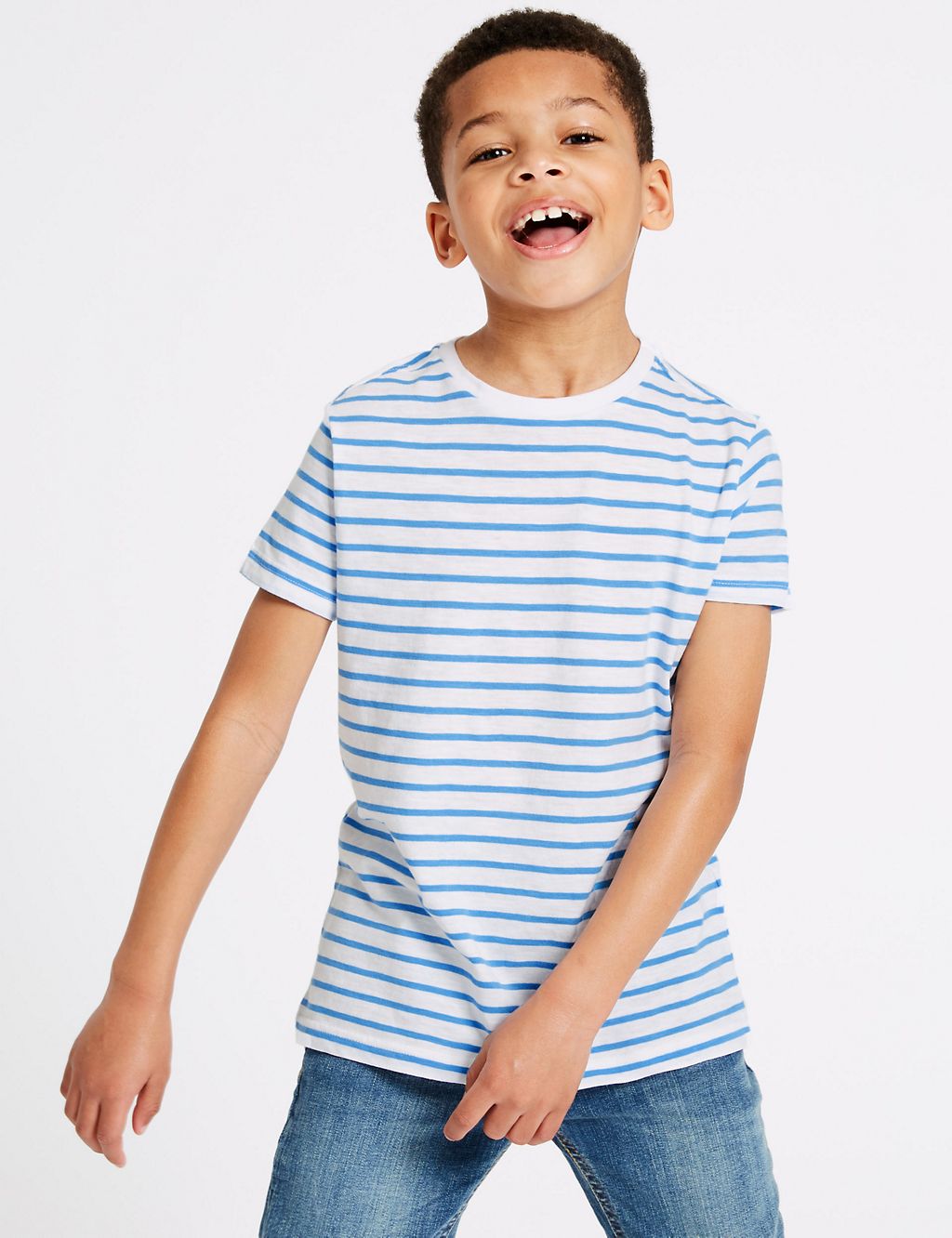4 Pack Pure Cotton Striped T-Shirts (3-16 Years) 1 of 6