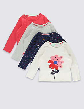 4 Pack Pure Cotton Tops (3 Months - 5 Years) Image 2 of 7