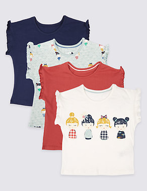 4 Pack Pure Cotton Tops (3 Months - 5 Years) Image 2 of 7
