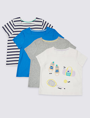 4 Pack Pure Cotton Tops (3 Months - 5 Years) Image 2 of 6