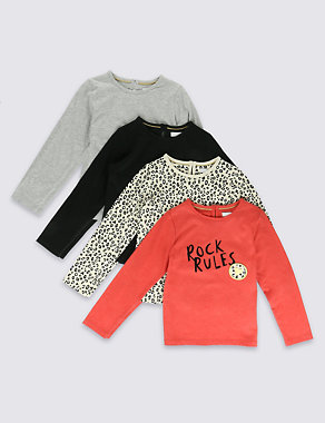 4 Pack Rock Rules Print Tops with StayNEW™ (1-7 Years) Image 2 of 7