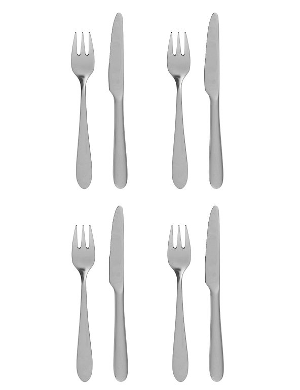4 Pack Stainless Steel Dessert Fork Knife Set Image 1 of 1