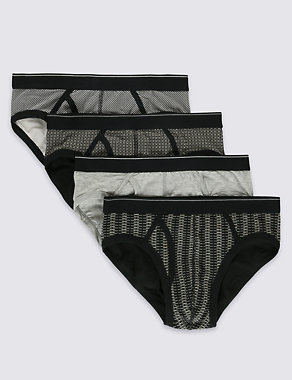 4 Pack Stretch Cotton Assorted Briefs with StayNEW™ & Cool Comfort™ Technology Image 2 of 3