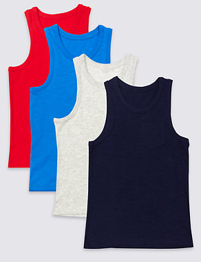 4 Pack Vest Tops (3-14 Years) Image 2 of 7