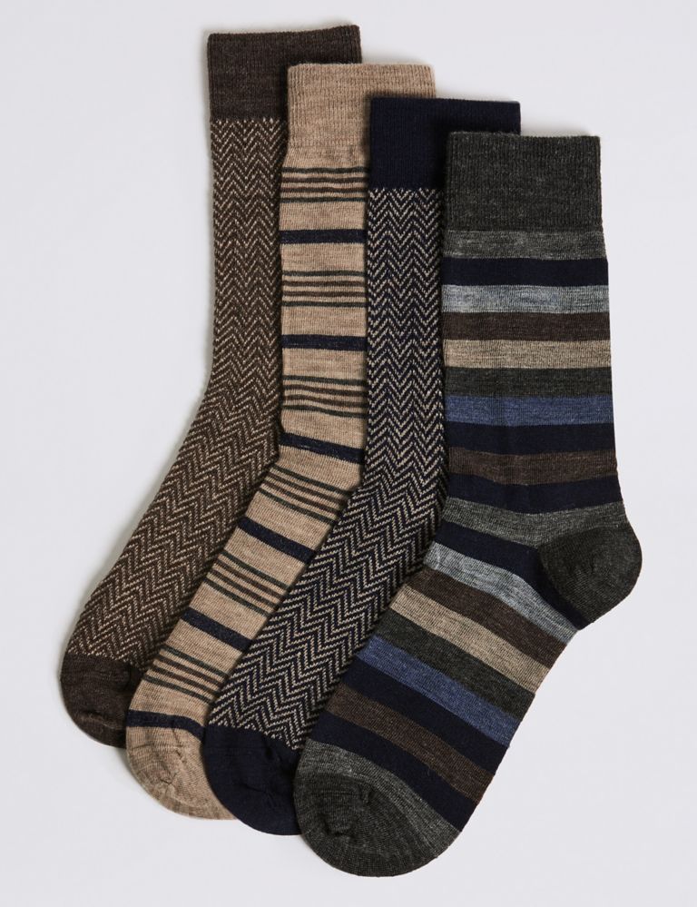 4 Pack Wool Rich Assorted Socks 1 of 1