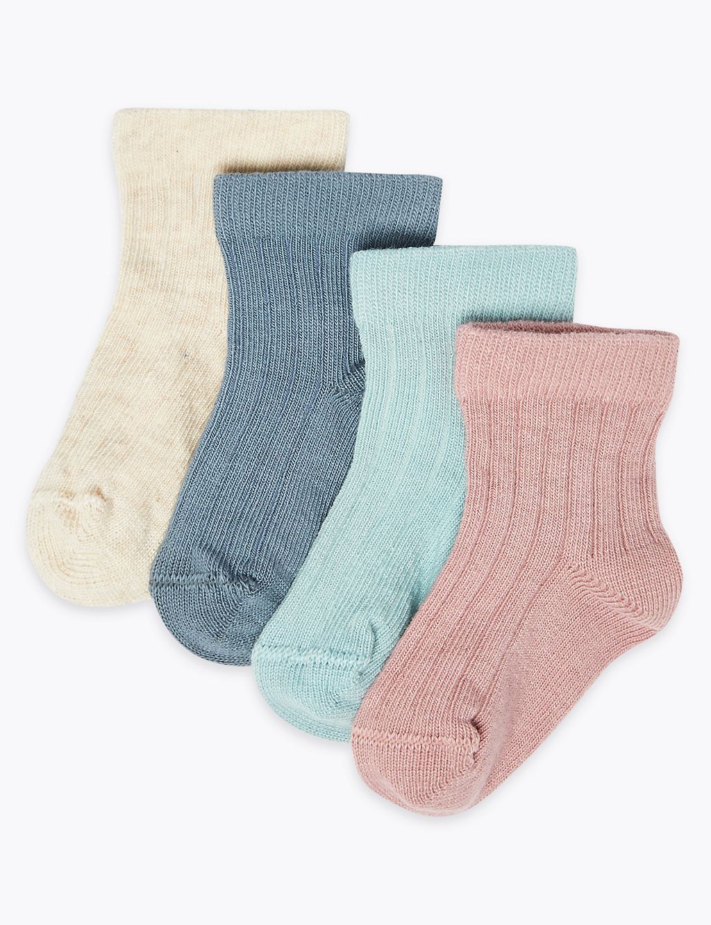 4 Pack of Ribbed Baby Socks | M&S