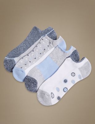 4 Pair Pack Cotton Rich Trainer Liner Socks Image 1 of 2