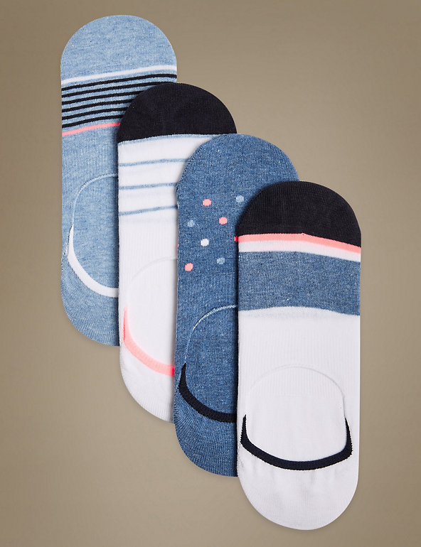 4 Pair Pack Cotton Rich Trainer Liner Socks Image 1 of 2