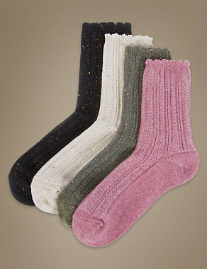 4 Pair Pack Heavy Weight Ankle High Socks Image 2 of 3