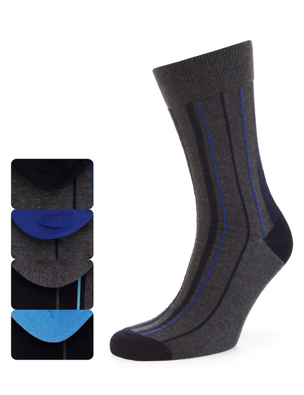 4 Pairs Vertical Striped Socks Image 1 of 1