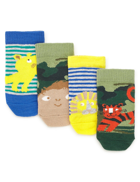 4 Pairs of Cotton Rich Animal Print Socks Image 1 of 1
