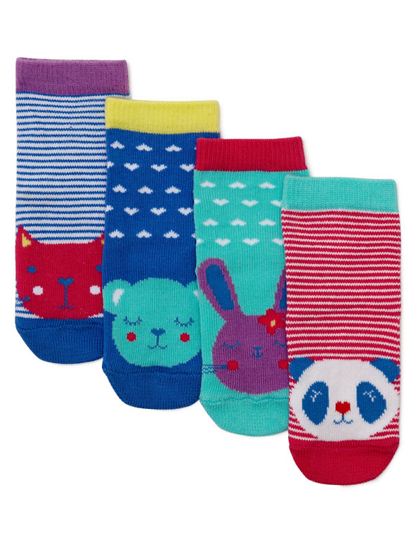 4 Pairs of Cotton Rich Assorted Baby Socks Image 1 of 1