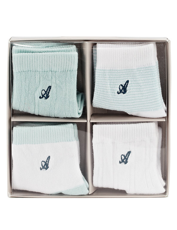 4 Pairs of Cotton Rich Assorted Socks Image 1 of 2