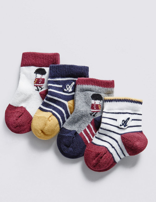 4 Pairs of Cotton Rich Assorted Socks Image 1 of 2