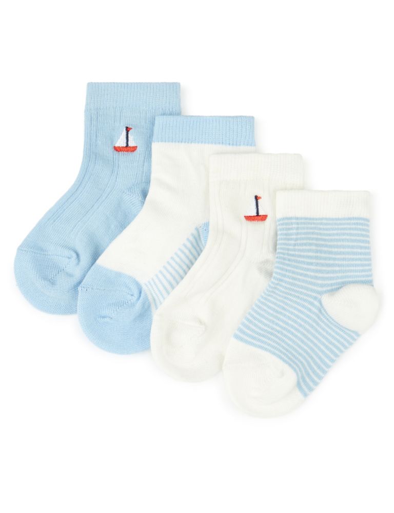 4 Pairs of Cotton Rich Assorted Socks 1 of 2
