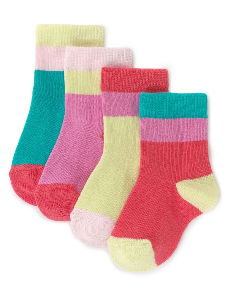 4 Pairs of Cotton Rich Baby Socks 1 of 1