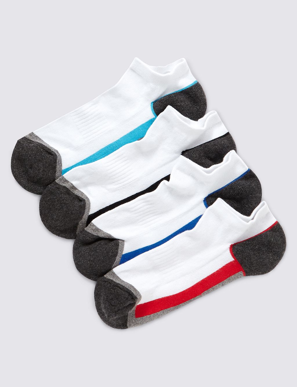 4 Pairs of Cotton Rich Freshfeet™ Assorted Trainer Liner Socks with Silver Technology 1 of 1