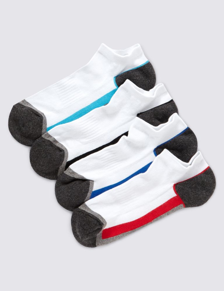 4 Pairs of Cotton Rich Freshfeet™ Assorted Trainer Liner Socks with Silver Technology 1 of 1