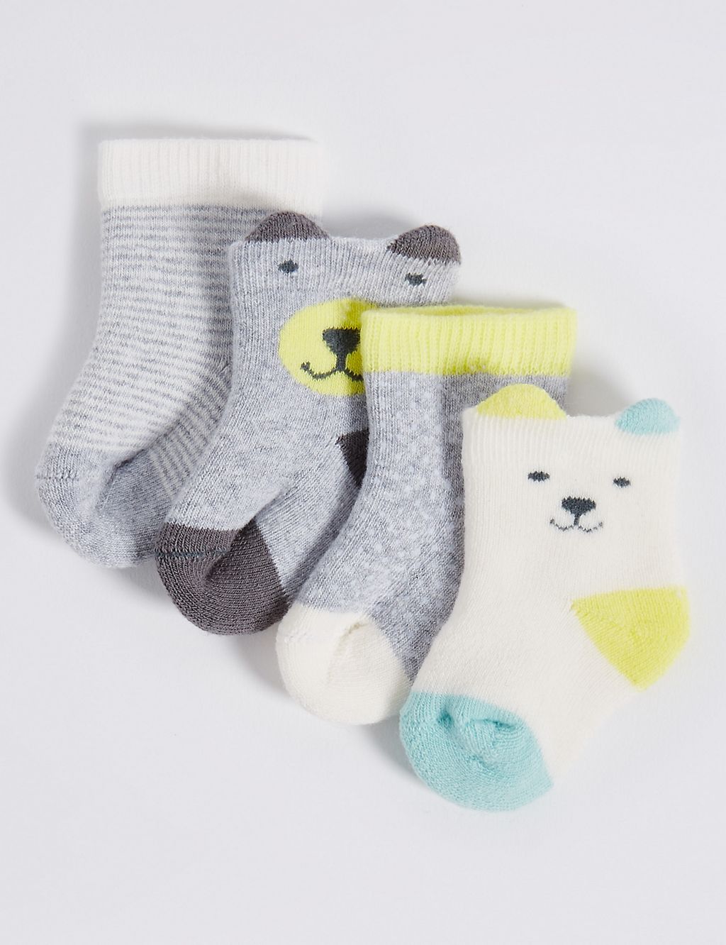 4 Pairs of Cotton Rich Socks with StaySoft™ (0-12 Months) 1 of 2