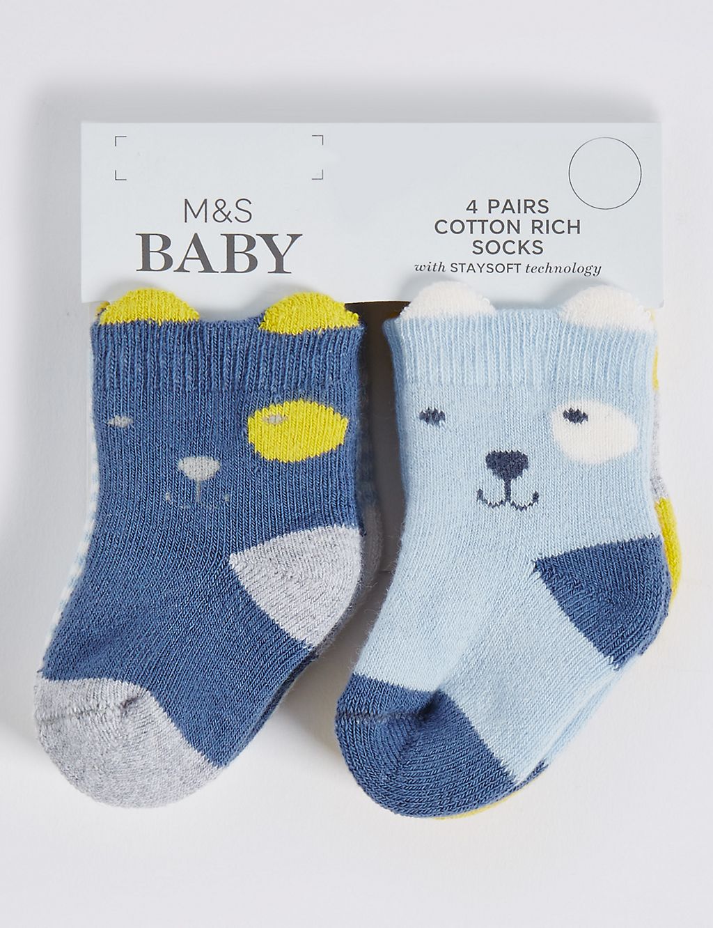 4 Pairs of Cotton Rich Socks with StaySoft™ (0-12 Months) 2 of 2